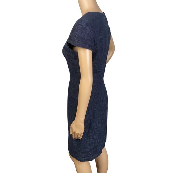 L'Agence Dark Blue Denim Minimalist Cap Sleeve Sheath Dress SZ 8 - Picture 6 of 10